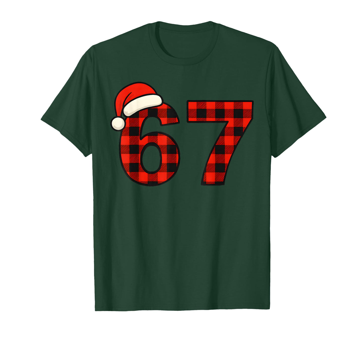 67 Christmas Funny Six Seven Meme Brainrot Plaid Santa Boys T-Shirt