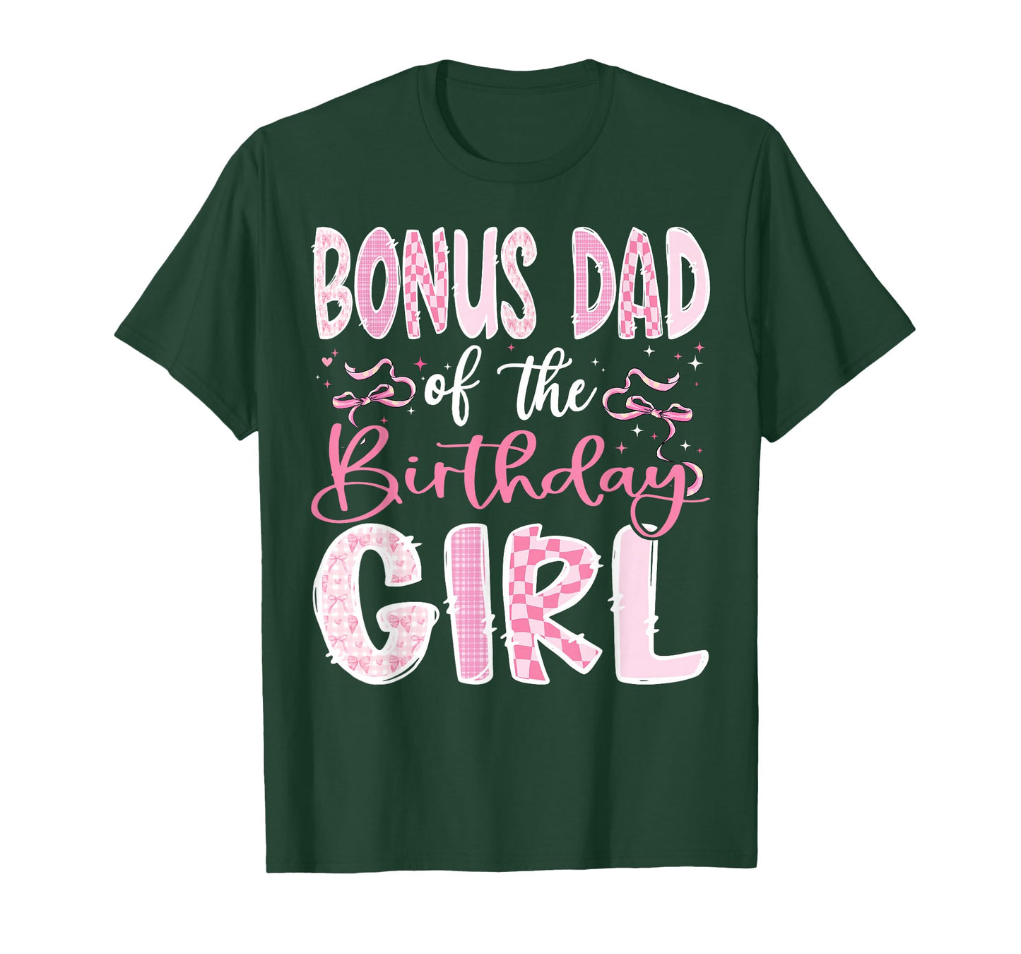 Bonus Dad of The Birthday Girl Pink Coquette Bow Family T-Shirt