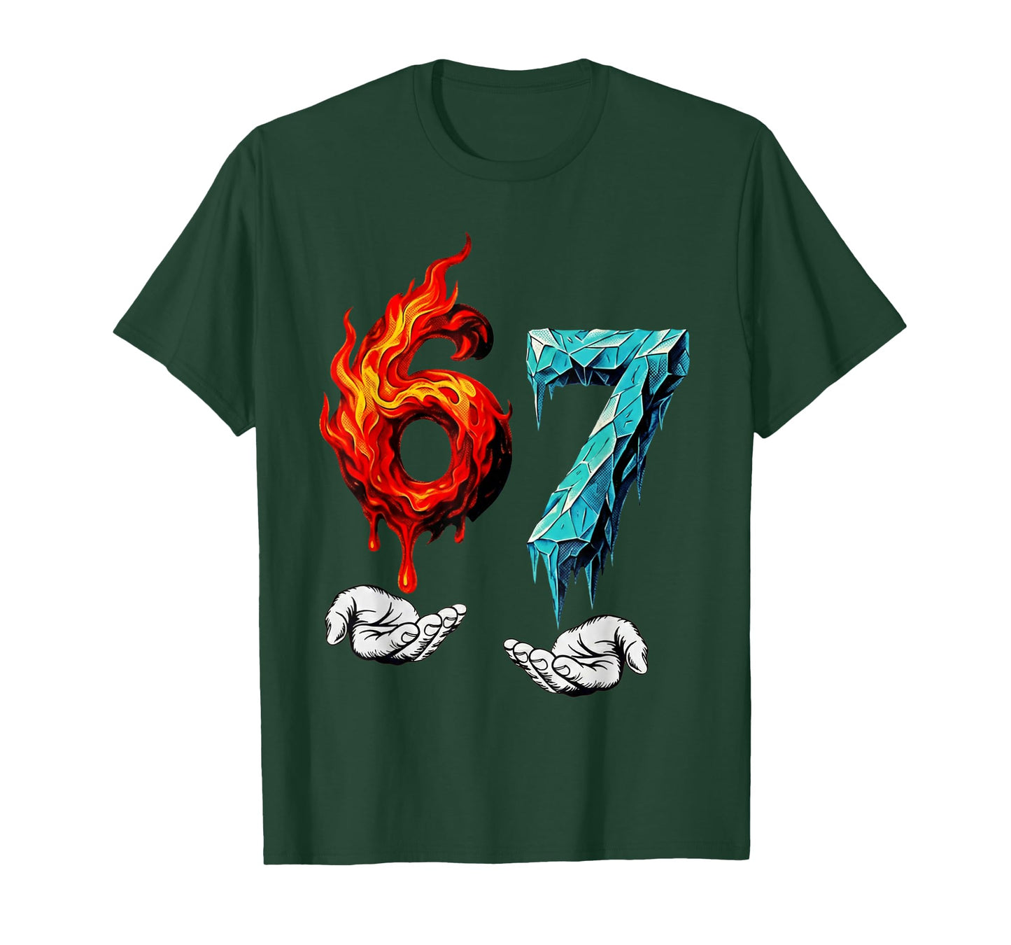 6 7 Meme Six Seven Ice 67 Flames Funny Kids Youth Men Women T-Shirt