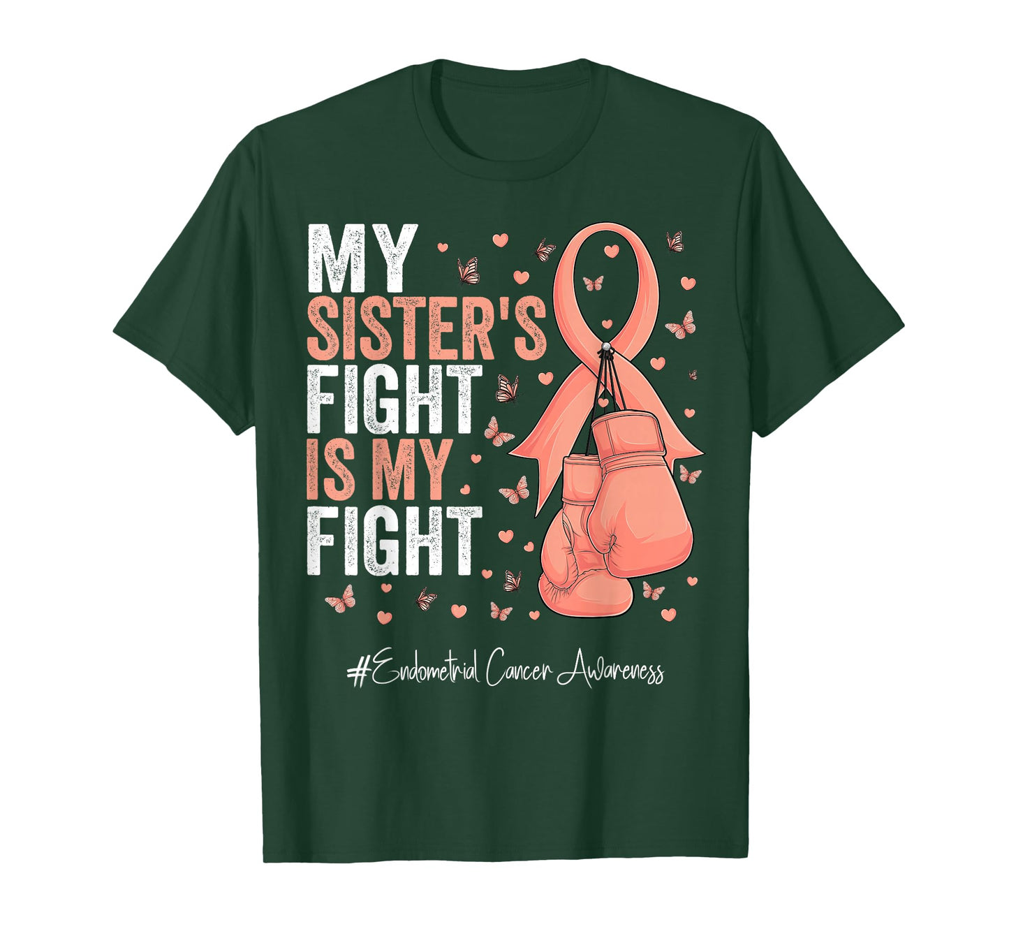 Peach Ribbon Sister Endometrial Cancer Awareness T-Shirt