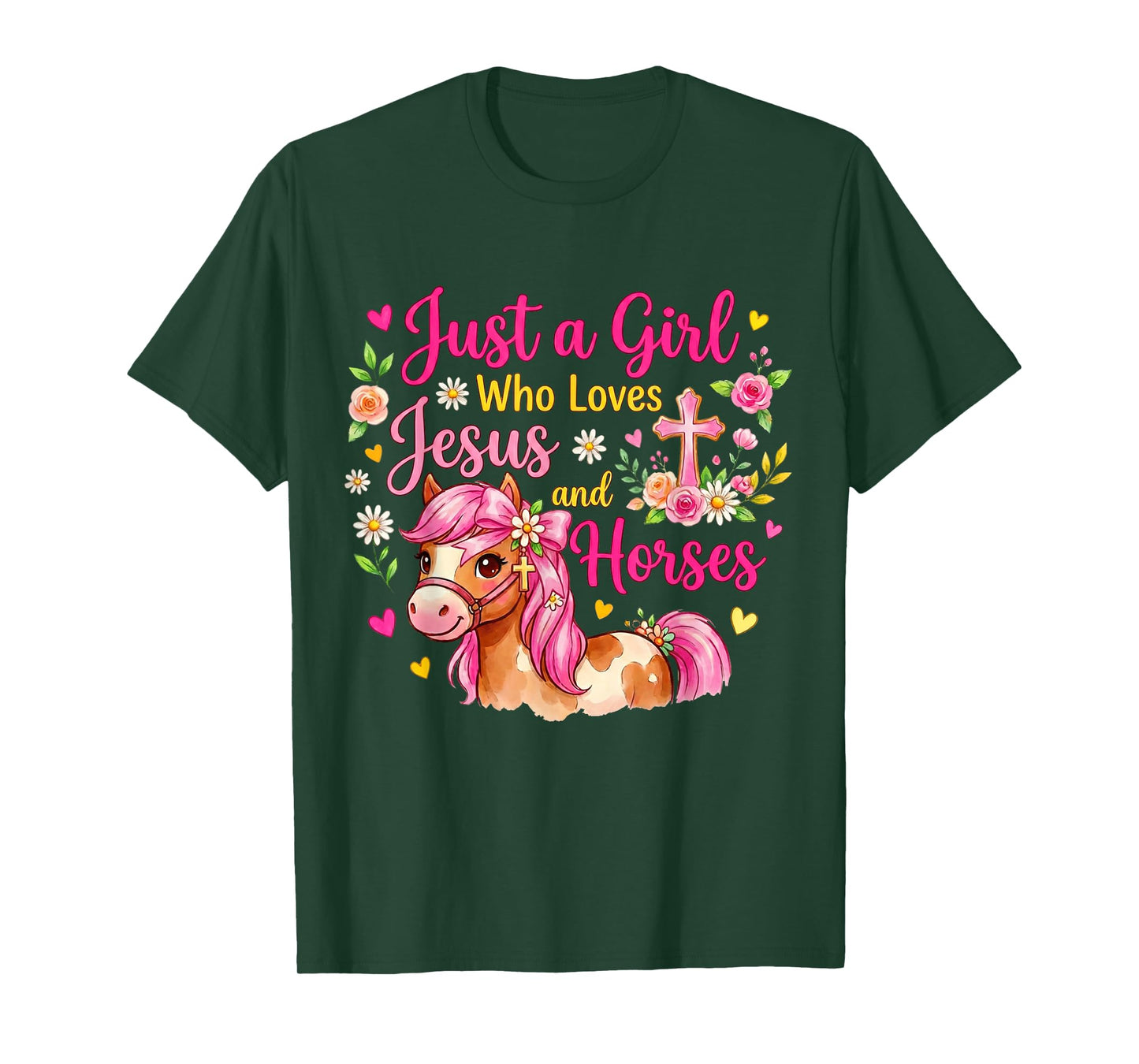 Just A Girl Who Loves Jesus and Horses Christian Horse Lover T-Shirt