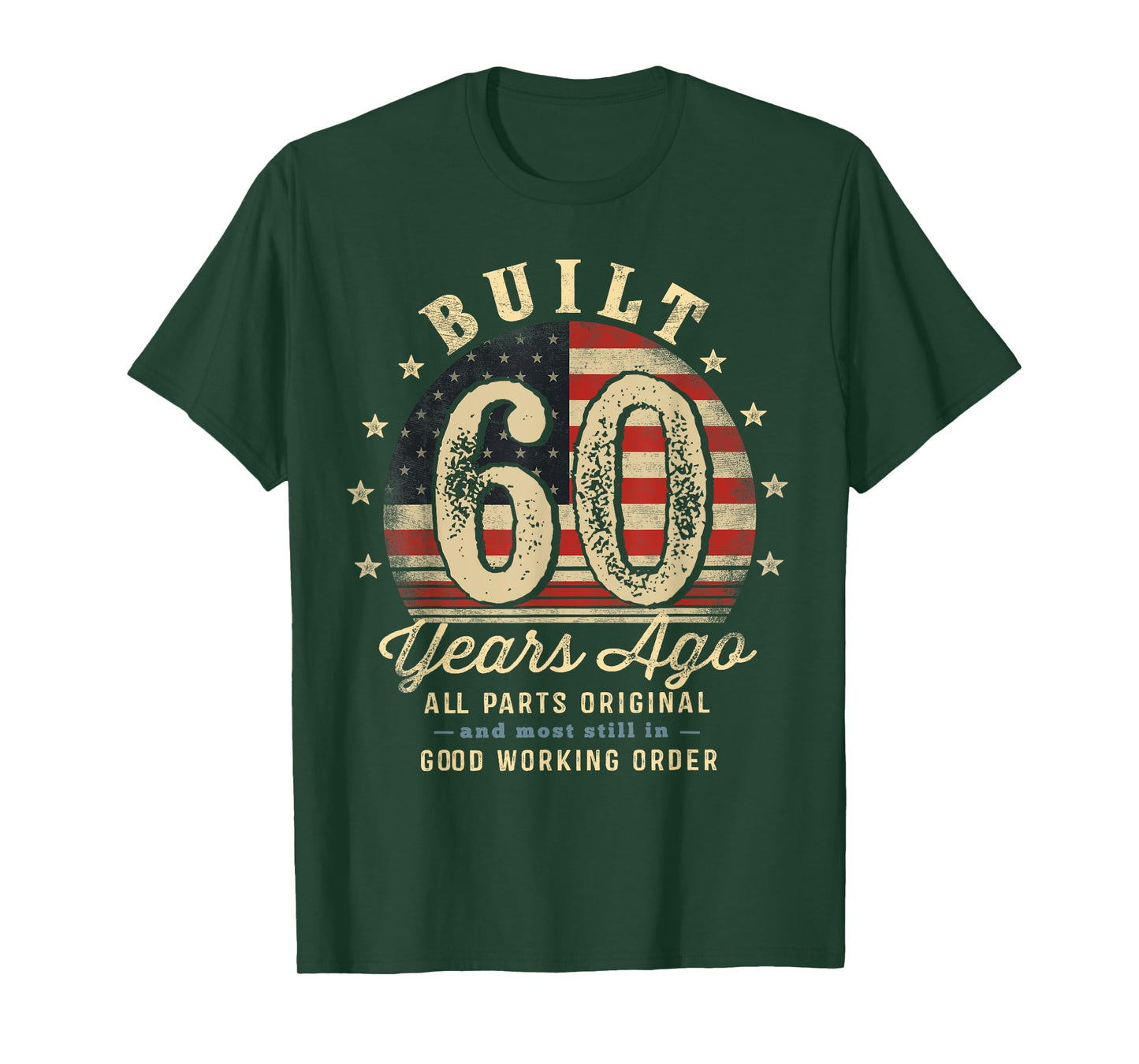 Built 60 Years Ago Funny 60th Birthday USA Flag T-Shirt