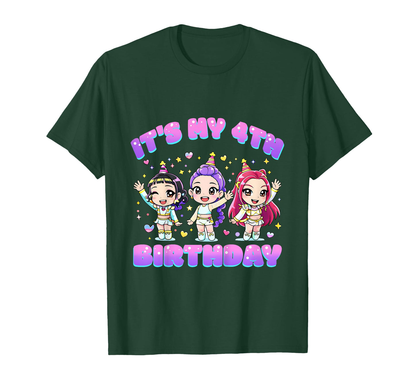 4 Years Old Birthday K pop Kids 4th Birthday Girls K-pop T-Shirt