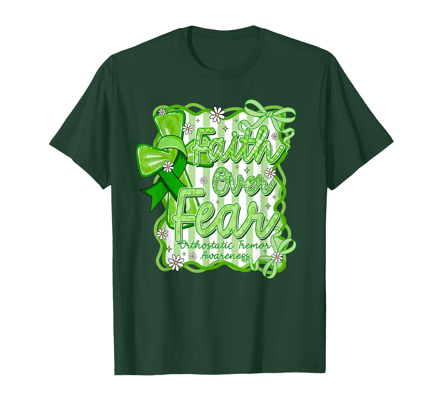 Preppy Orthostatic Tremor Awareness Faith Over Fear Coquette T-Shirt