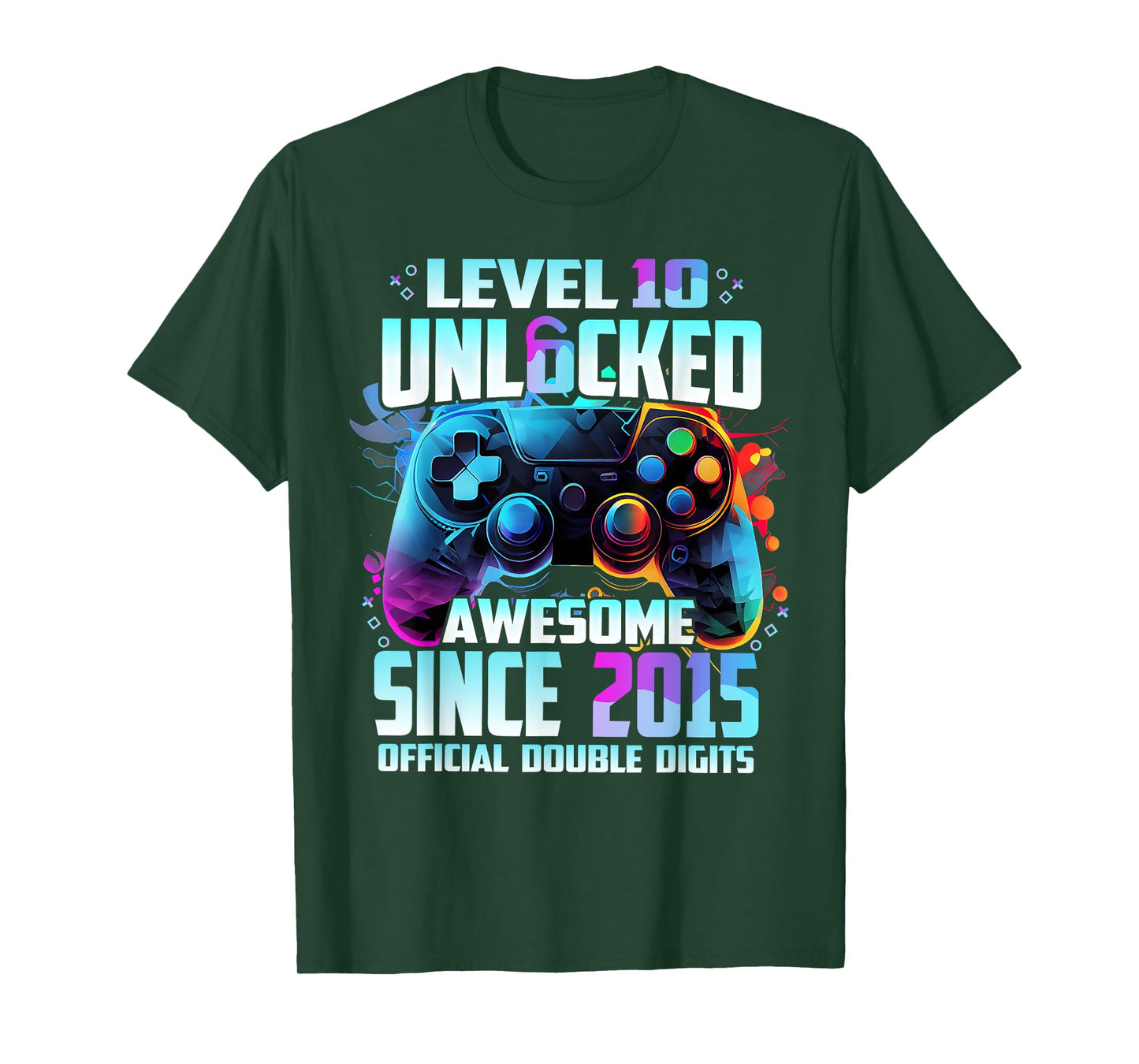 Level 10 Unlocked Awesome Since 2015 10th Birthday Gaming T-Shirt