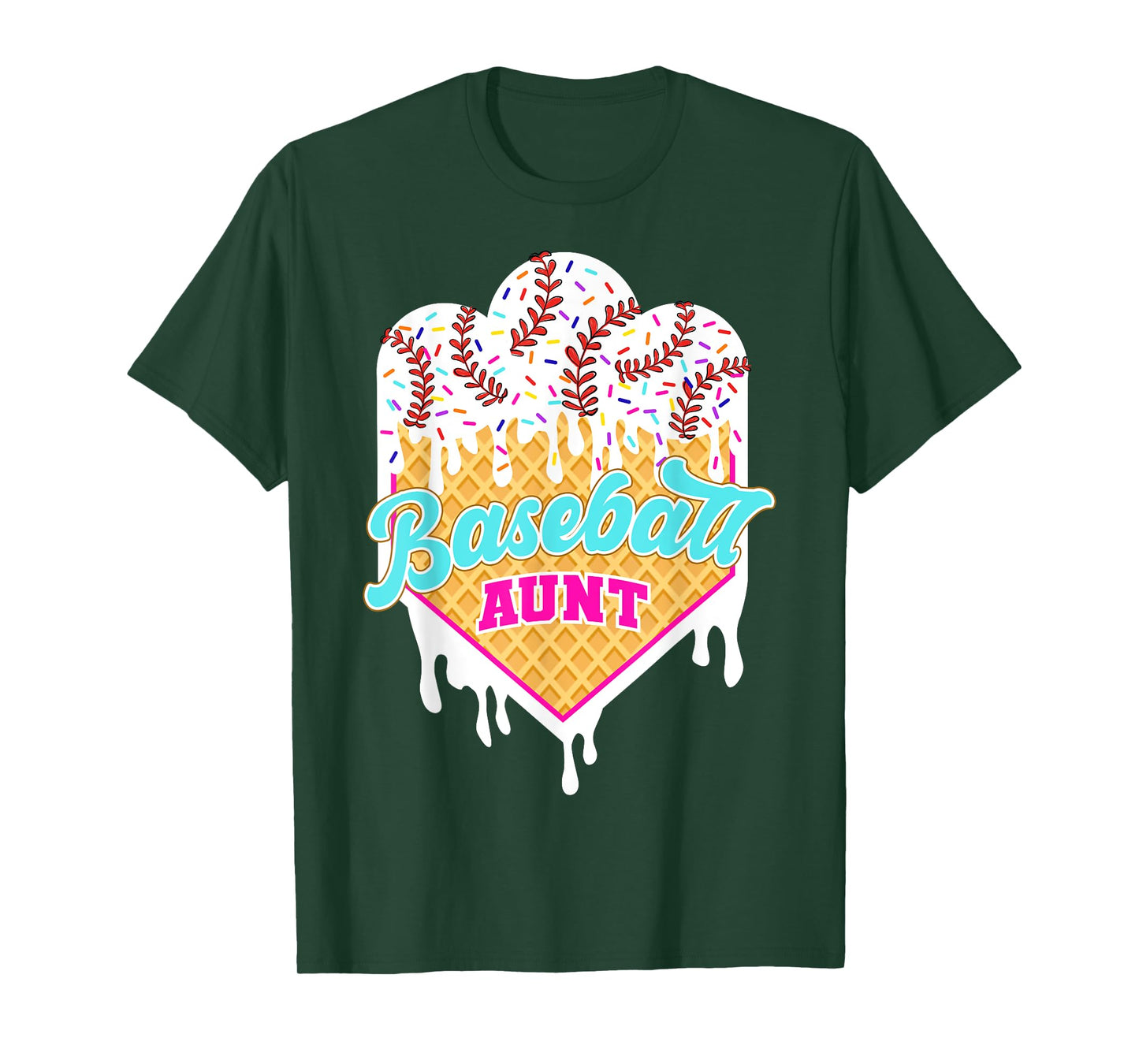 Baseball Aunt Ice Cream Drip Sweet Baseball Game Day Sport T-Shirt