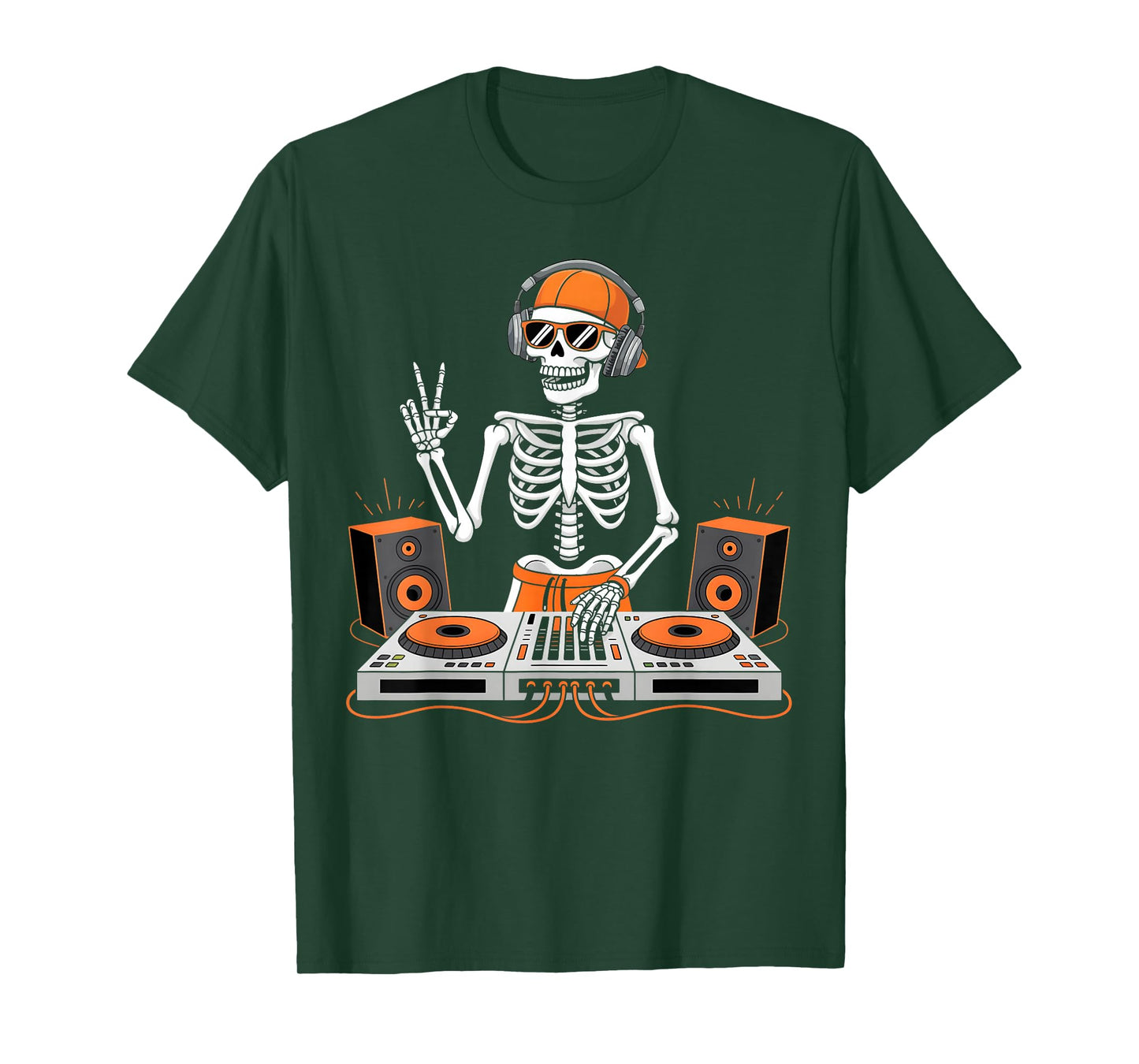 Funny Skeleton DJ Halloween Costume Turntable Music Men Boys T-Shirt