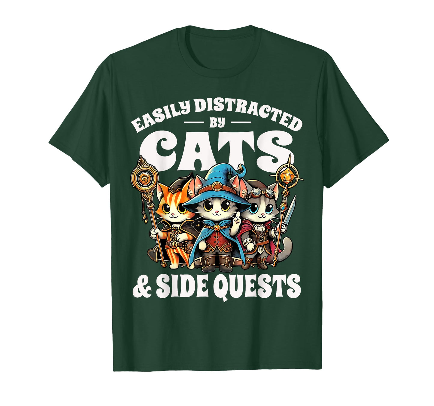 Nerdy Cat Adventures Side Quest Gamer Kitty Cats Men Women Kids T-Shirt
