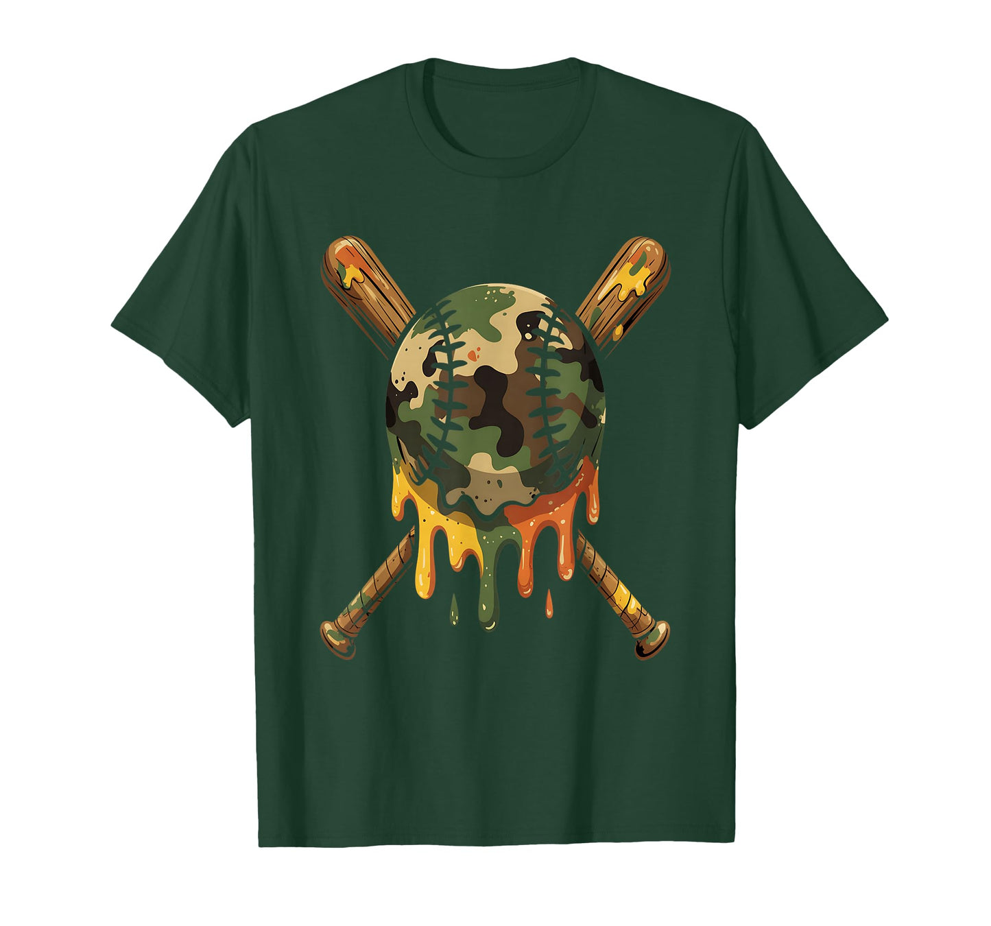 Baseball Drip Camo Baseball Bats Boys Sports Cool Game Day T-Shirt