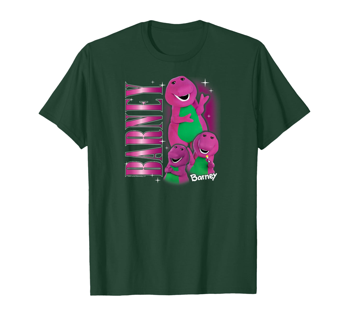 Barney - Vintage 90s Purple Dinosaur Character Collage T-Shirt