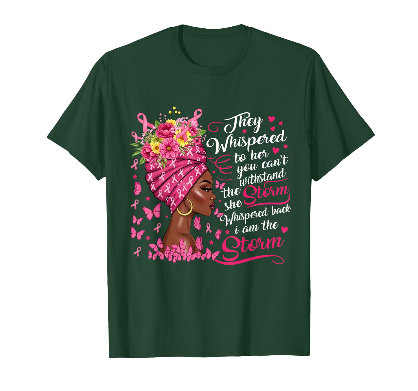 Breast Cancer Warrior Pink Ribbon I'm The Storm Black Women T-Shirt