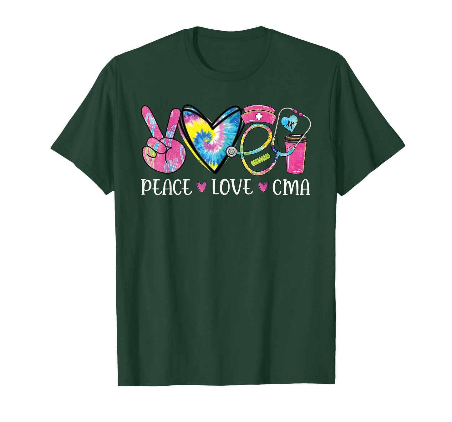 Peace Love CMA Certified Medical Assistant Stethoscope T-Shirt