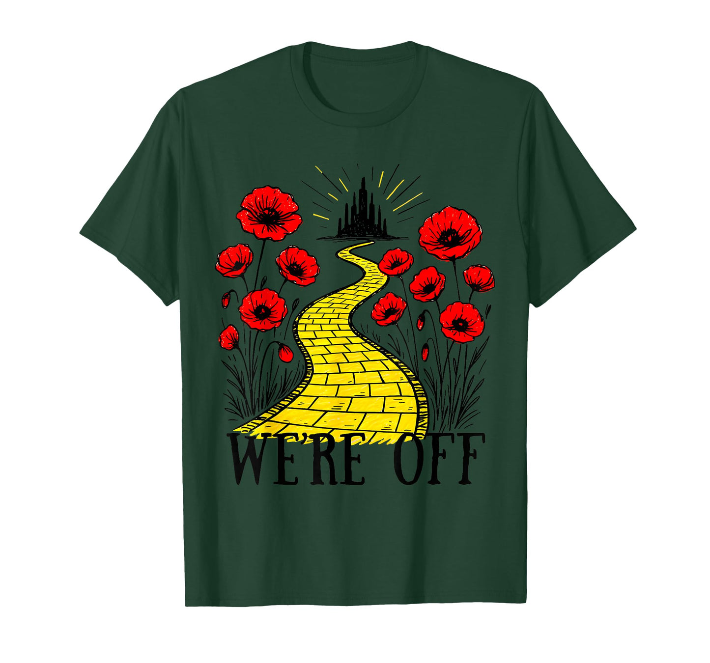 We 're Off Funny Yellow Path Brick Wizard Literature School T-Shirt