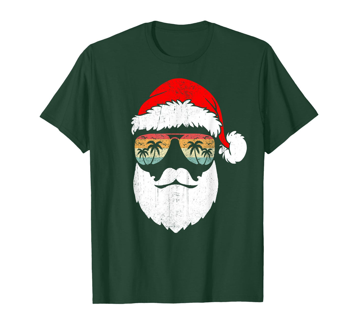 Santa Face Retro Sunglasses Hawaiian Christmas Xmas Tropical T-Shirt