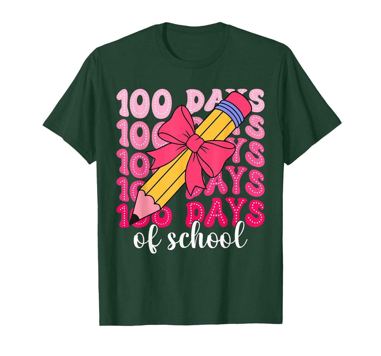 100 Days of School Coquette Bow Girls 100th Day of School T-Shirt
