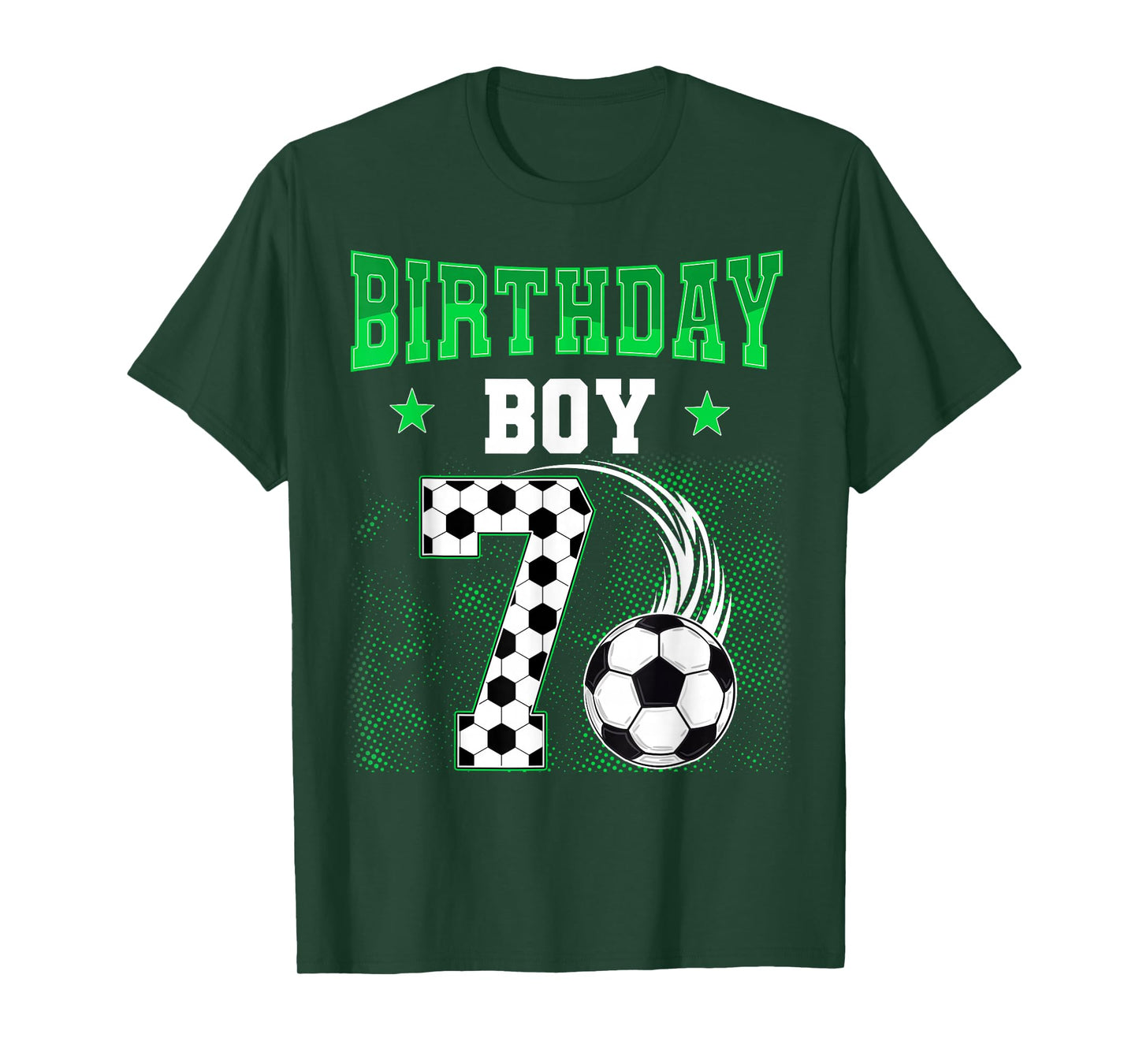 Funny 7th Birthday Boy Soccer Theme Party 7 Year Old Kids T-Shirt