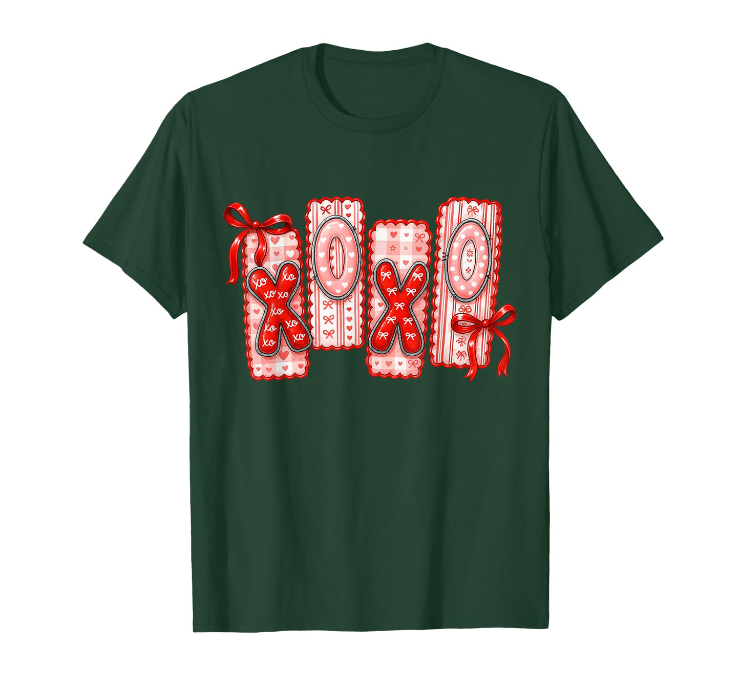 Preppy XOXO Valentine Pink Coquette Bow Girls Women T-Shirt