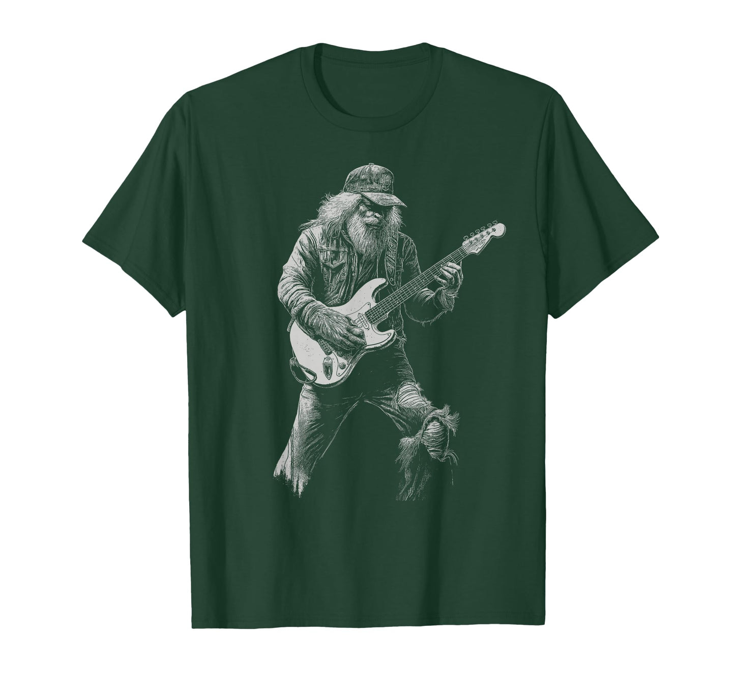 Bigfoot Playing Electric Guitar Rock On Sasquatch T-Shirt