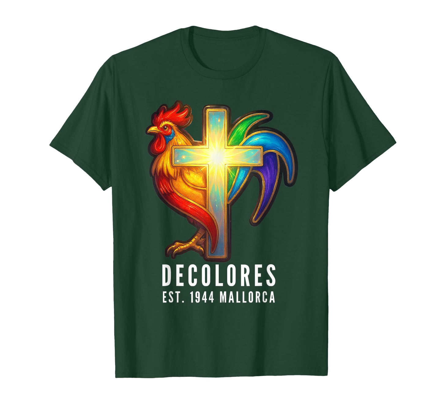 DeColores Cursillo Rainbow Rooster Catholic T-Shirt