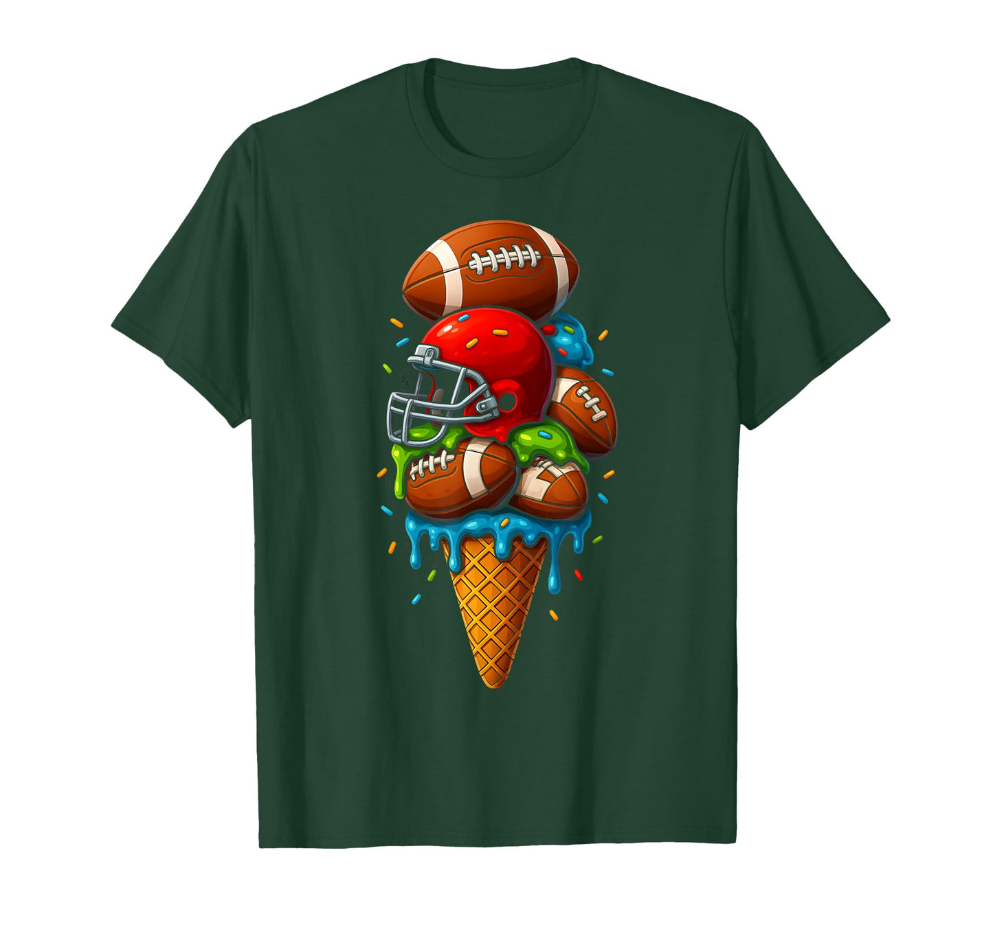 Football Ice Cream Drip Boys Football Stuff QB RB Sprinkles T-Shirt