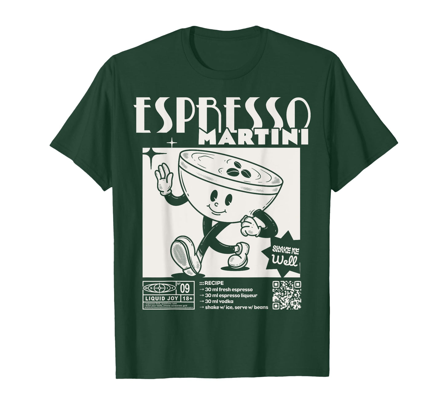 Espresso Martini Recipe | Liquid Joy 09 | Cocktail Cartoon T-Shirt