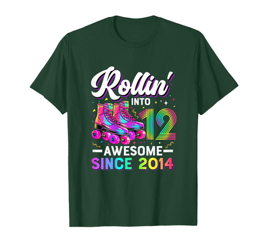 12th Birthday Shirt Girl 12 Year Old Roller Skate Skating T-Shirt