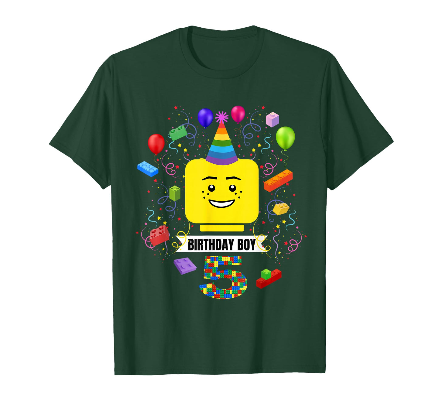 Building Bricks Birthday Boy 5 5th Master Builder Blocks T-Shirt