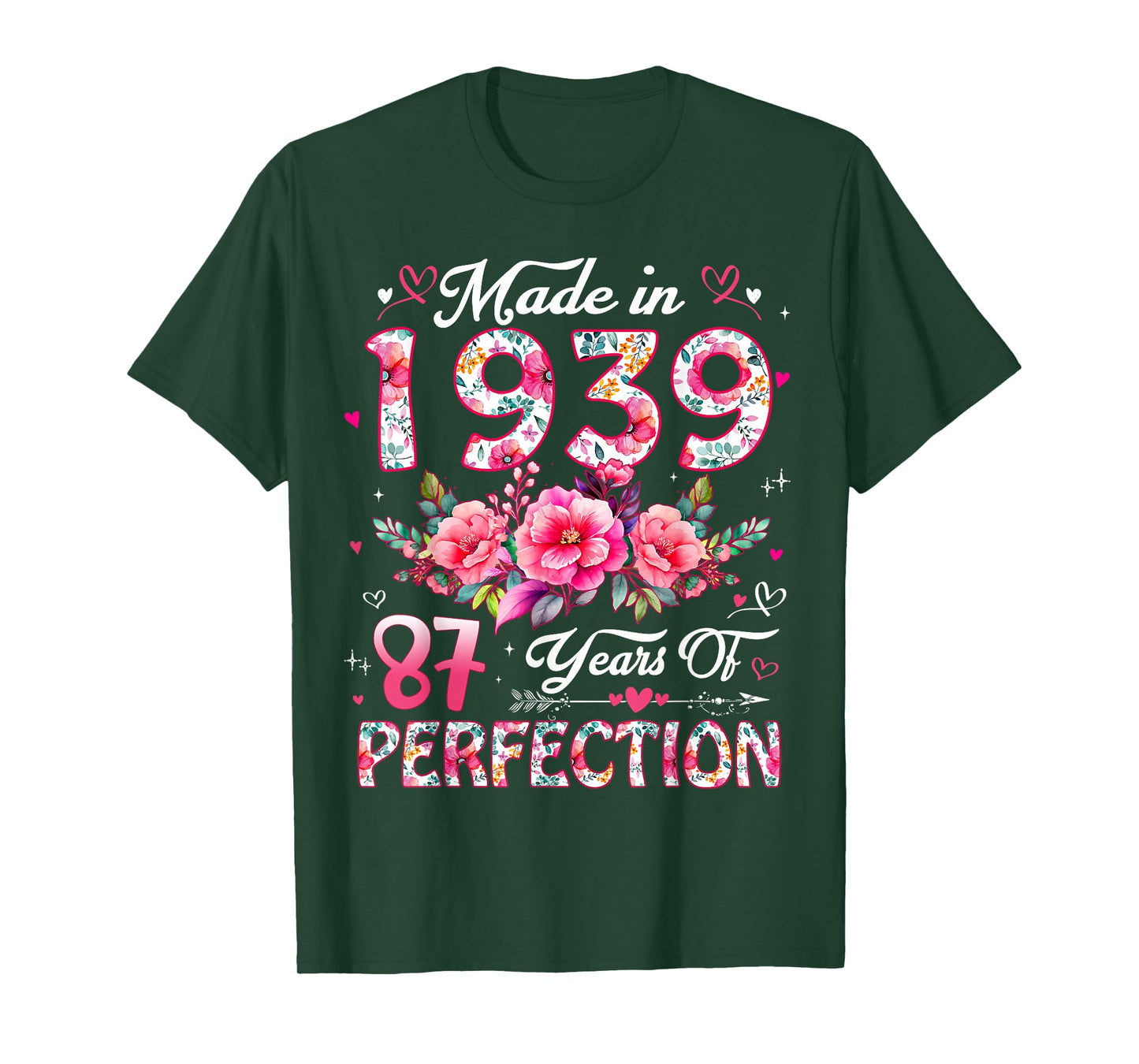 87 Year Old Made in 1939 Floral 87th Birthday Women T-Shirt