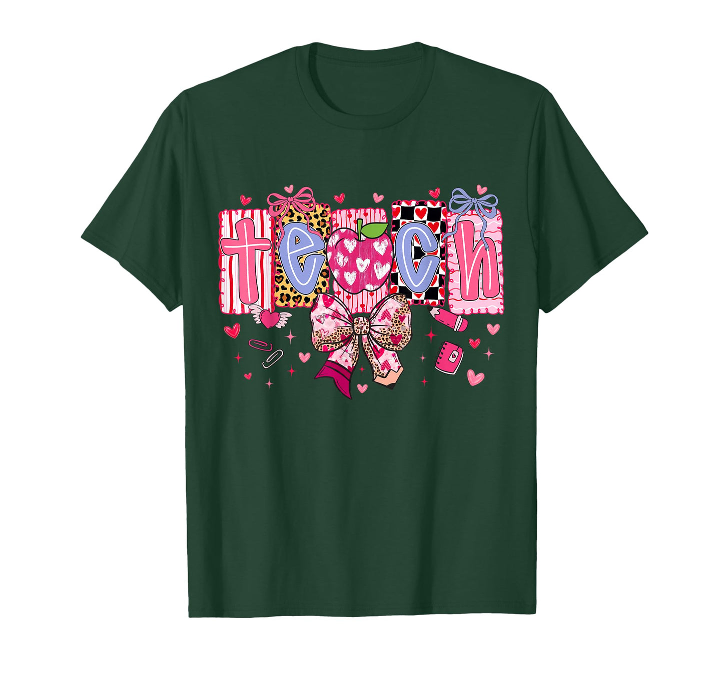 Teacher Valentines Day Bow Teacher Heart T-Shirt