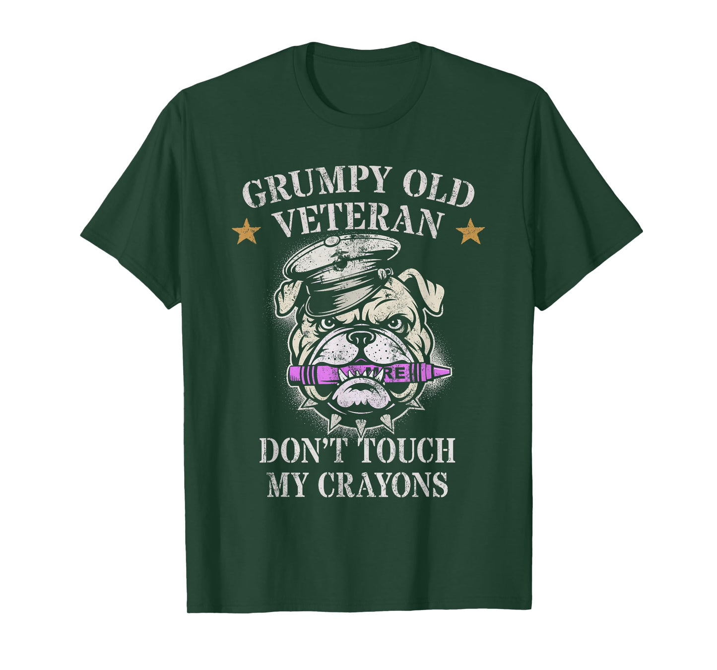 Sarcastic Grumpy Old Veteran My Crayons Officer Family T-Shirt