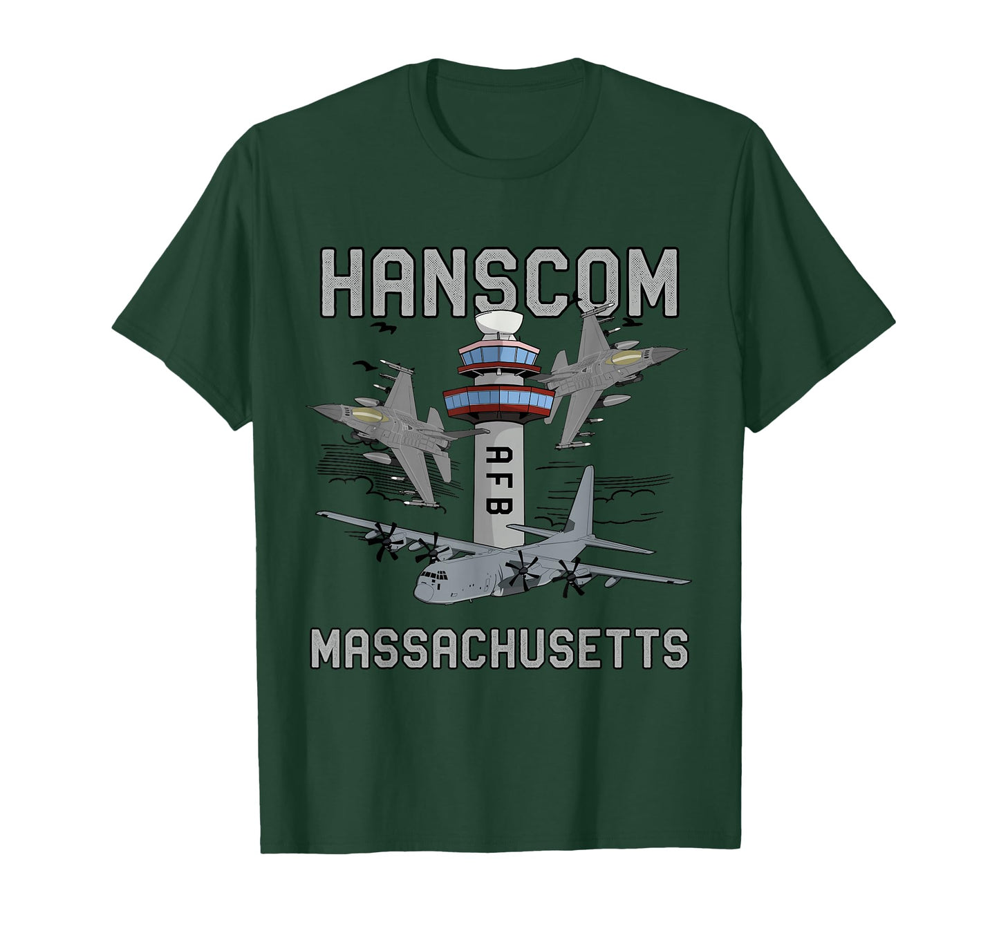 Hanscom AFB Massachusetts Air Force Base Fighter Jets Tee T-Shirt