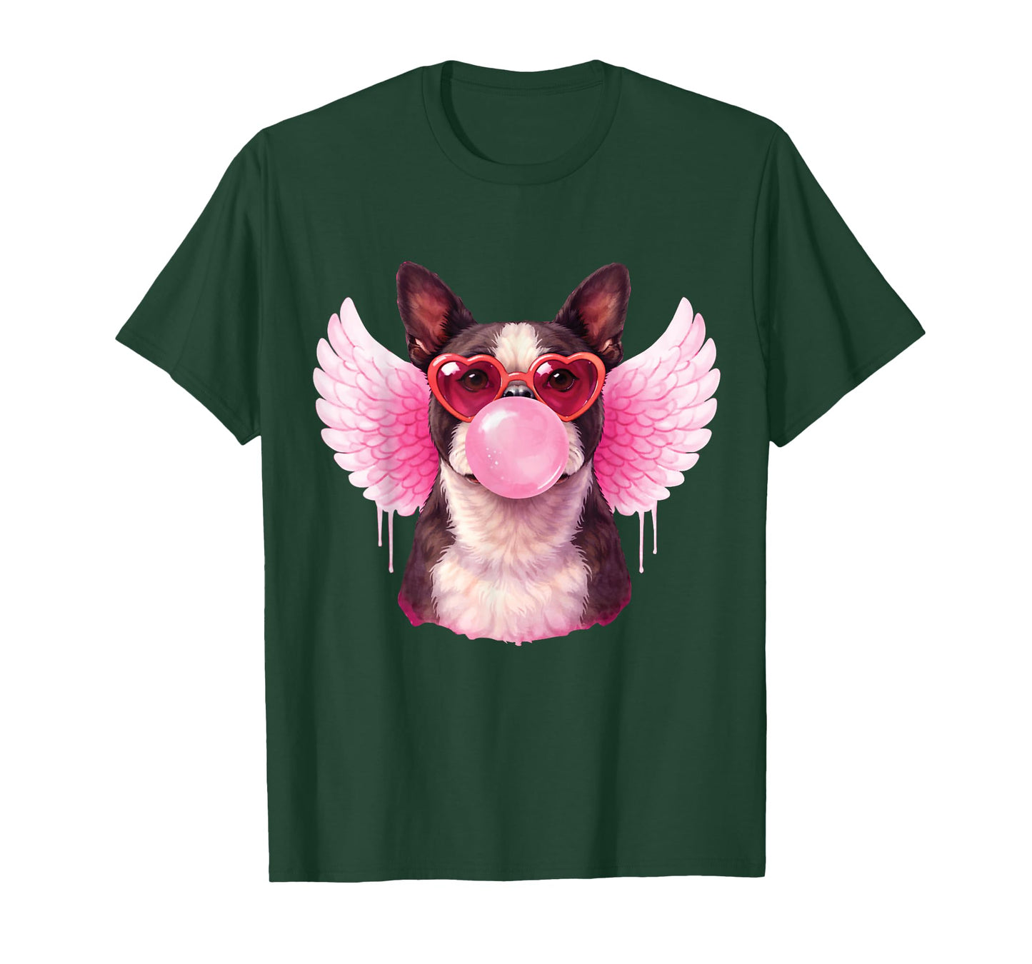 Retro Cupid Valentine Dog Love Hearts Cute Boston Terrier T-Shirt
