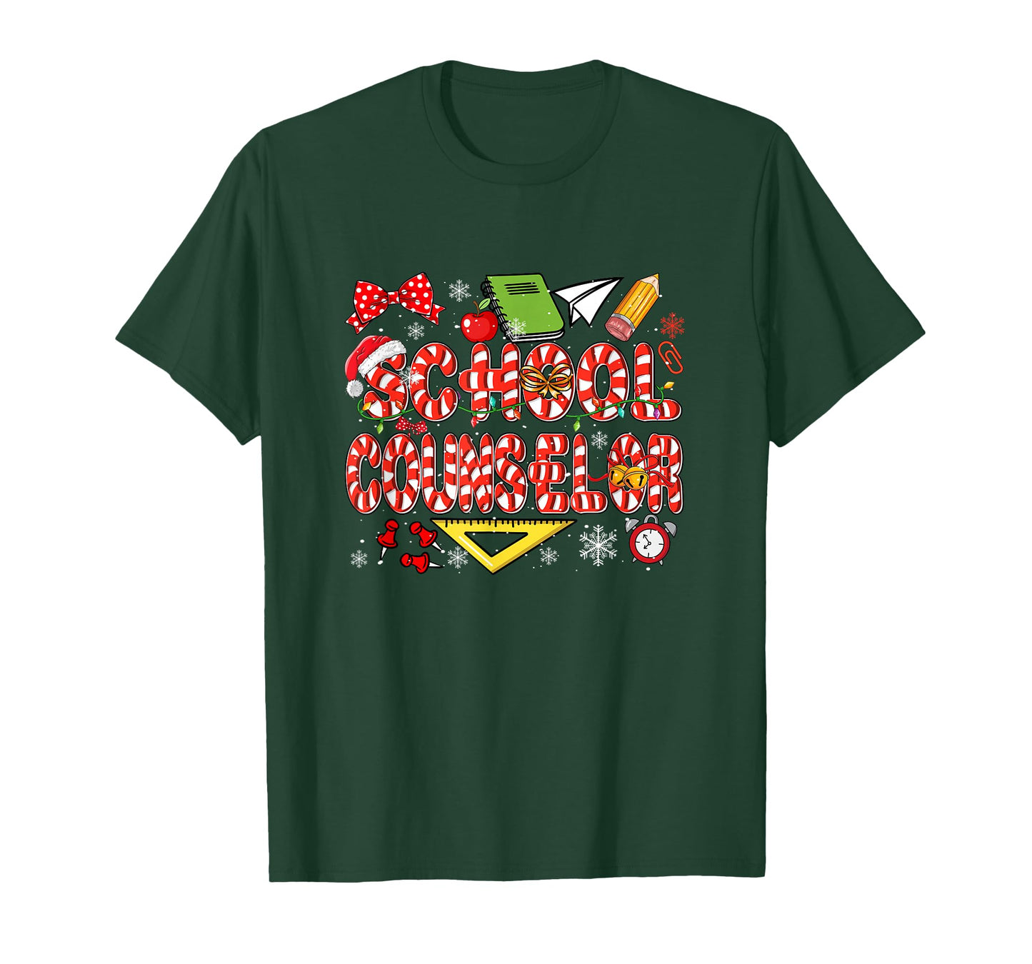 School Counselor Christmas Candy Canes Lover Funny Job Team T-Shirt