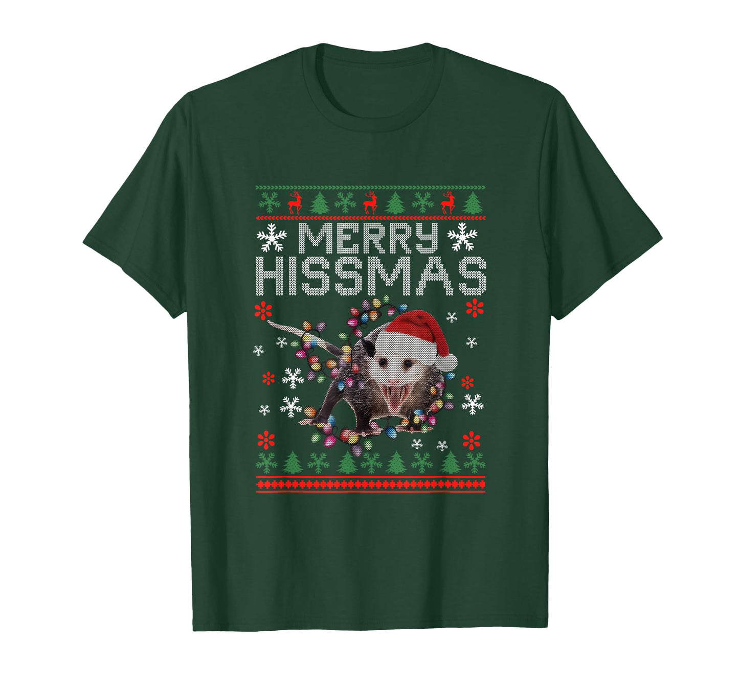 Funny Xmas Merry Hissmas Possum Lovers Opossum Christmas T-Shirt