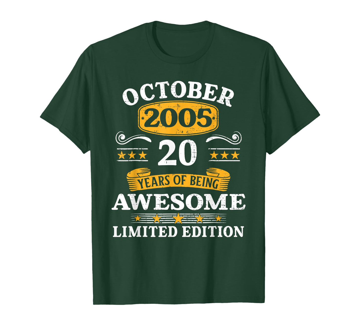 20 Years Old Awesome Since October 2005 20th Birthday Gifts T-Shirt