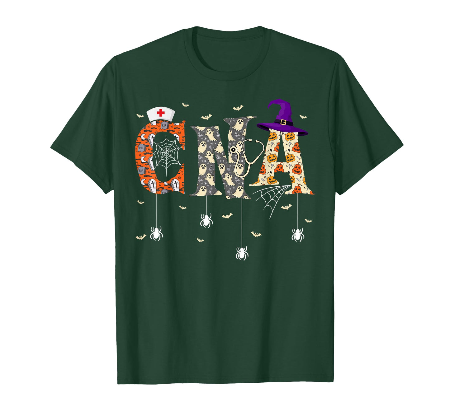 CNA Nurse Skull Witch Hat Spooky Nursing Halloween T-Shirt