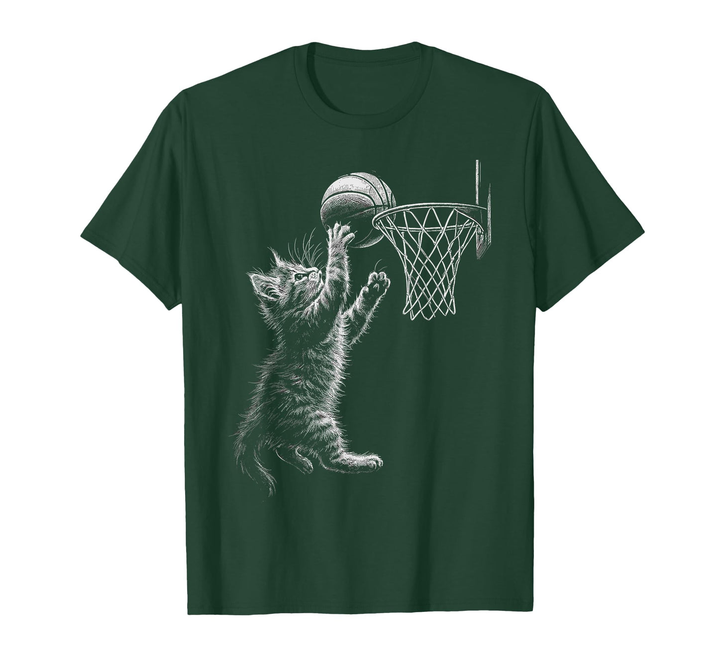 Cute Cat Playing Basketball Men Women Kids funny cat kitten T-Shirt