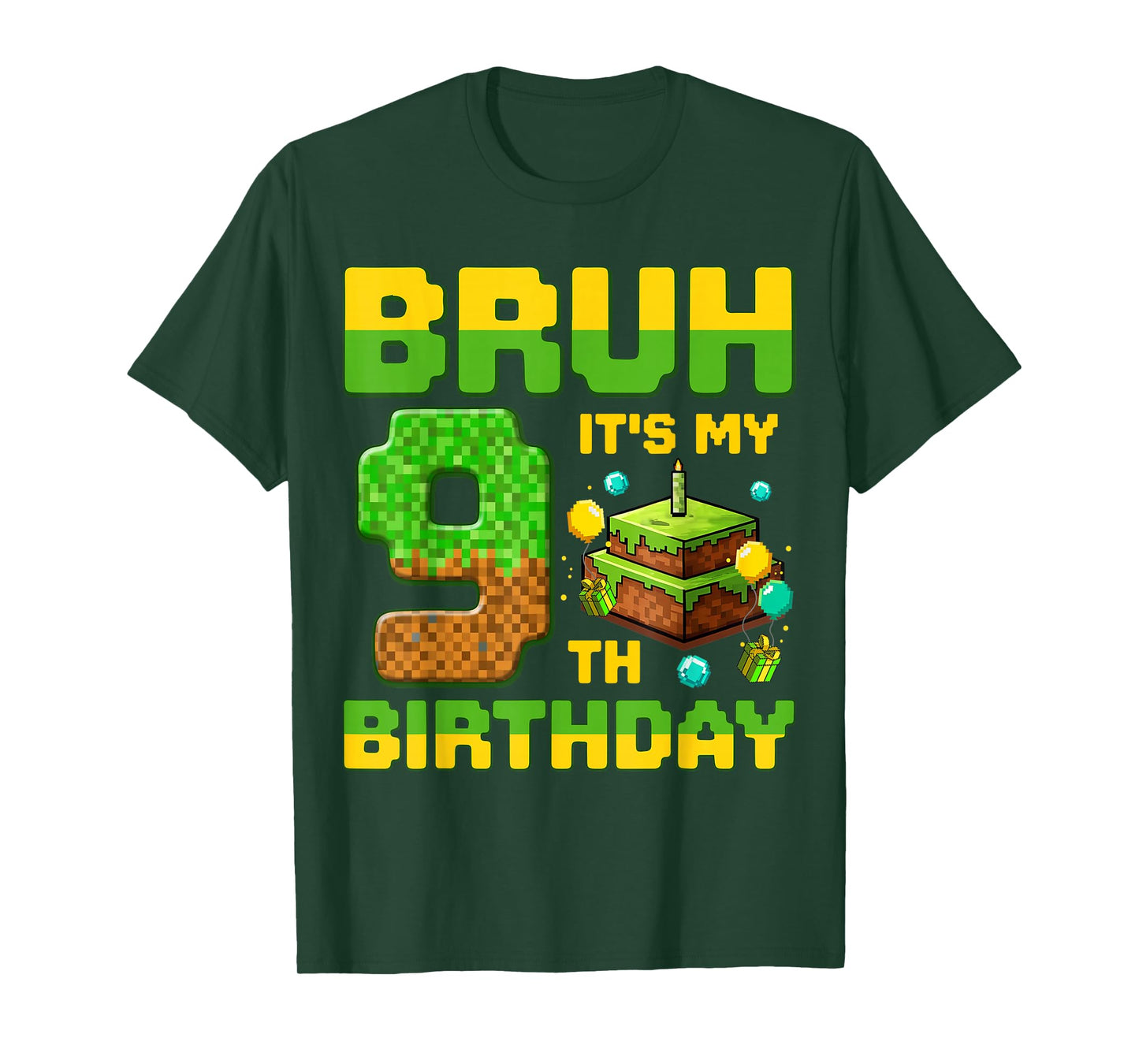 Bruh It's My 9th Birthday Birthday Boy Gamers Pixel Number T-Shirt