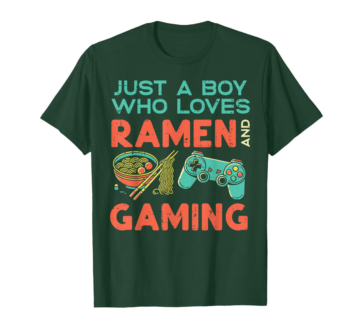 Just Boy Who Loves Ramen Gaming Gamer Boys Kids Youth Men T-Shirt