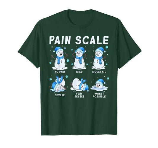 Pain Scale Snowman Nurse Christmas Xmas Snow Pajamas Holiday T-Shirt
