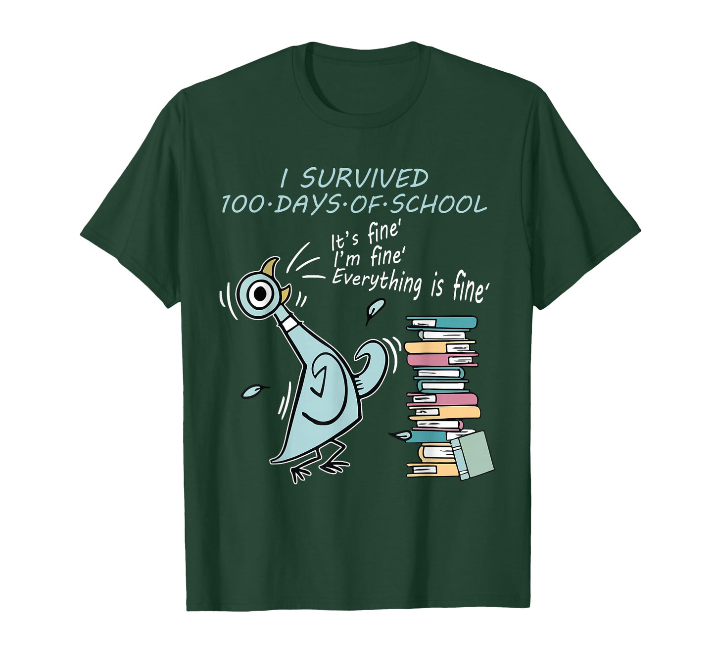 I Survived 100 Days of School Funny Pigeon 100th Day Teacher T-Shirt
