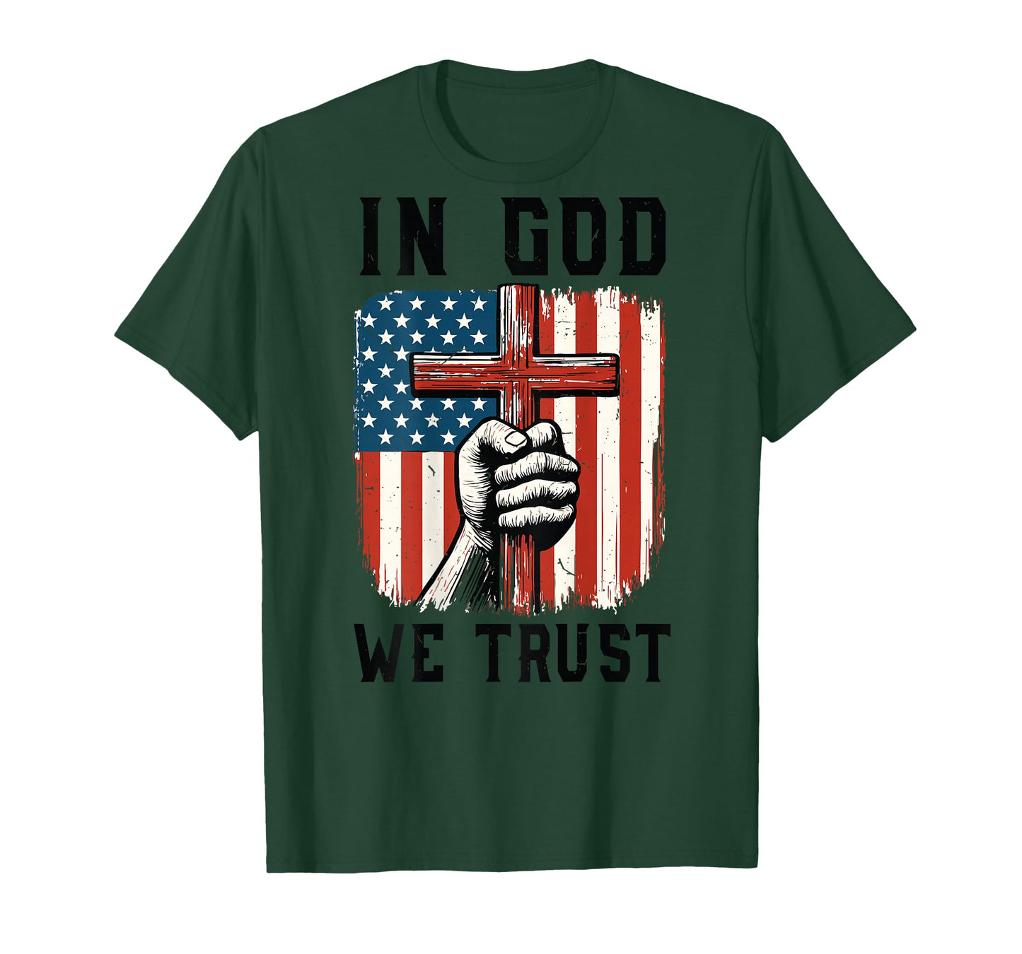 Back in God We Trust Patriotic Christian Faith American Flag T-Shirt