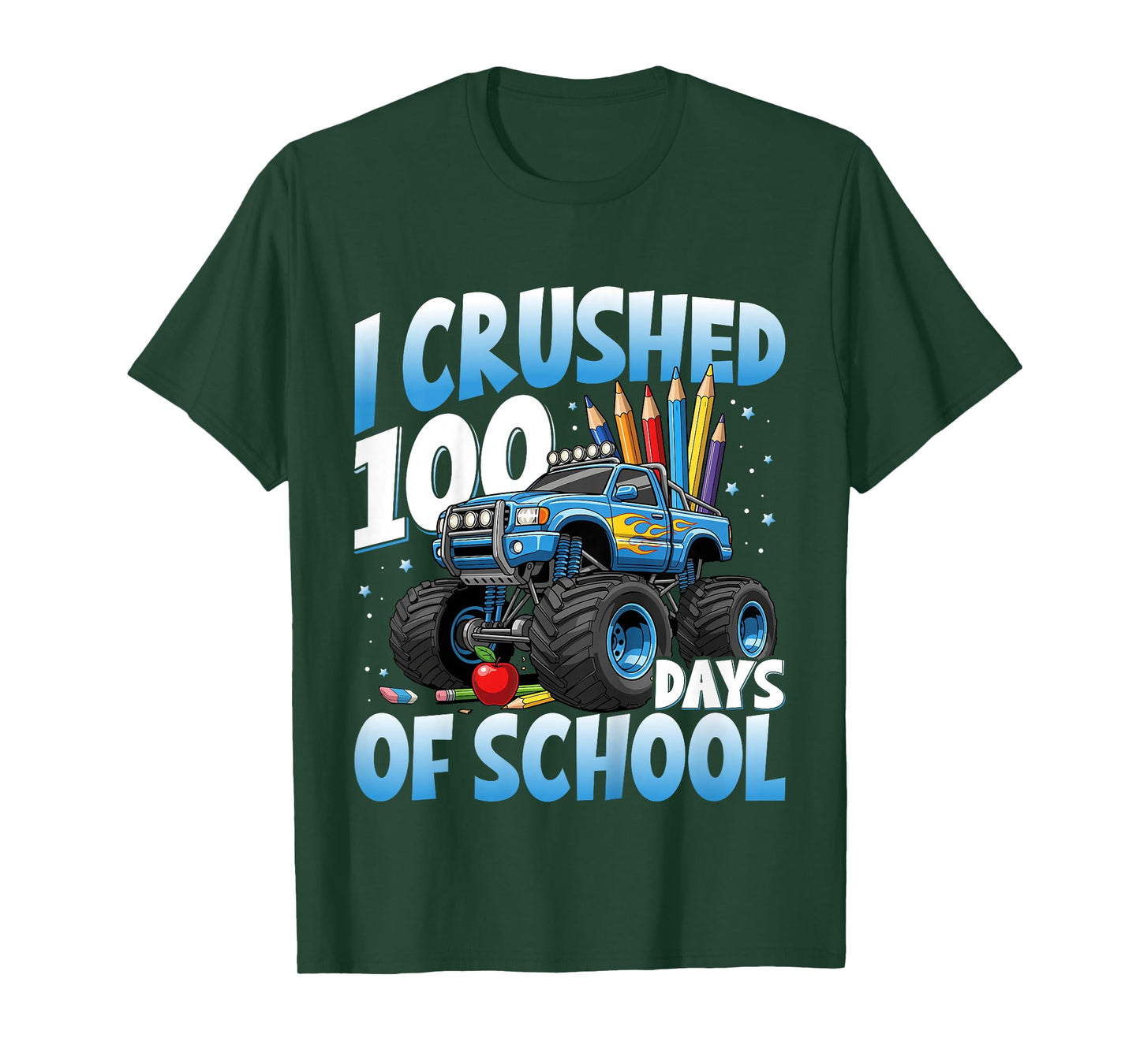 Kids 100 Days of School Monster Truck 100th Day of School Boys T-Shirt