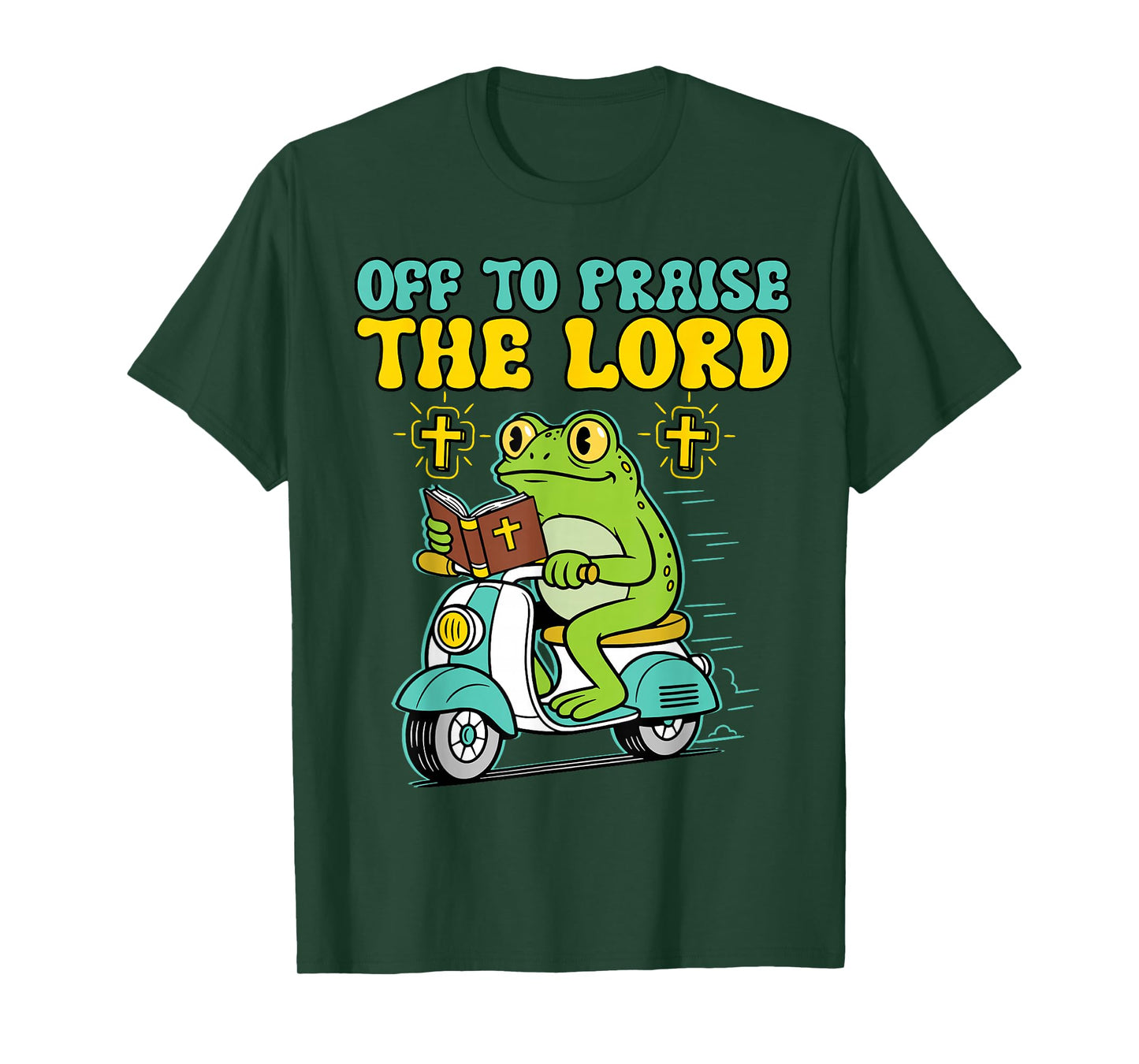 Funny Christian Frog Meme Off to Praise The Lord Religious T-Shirt