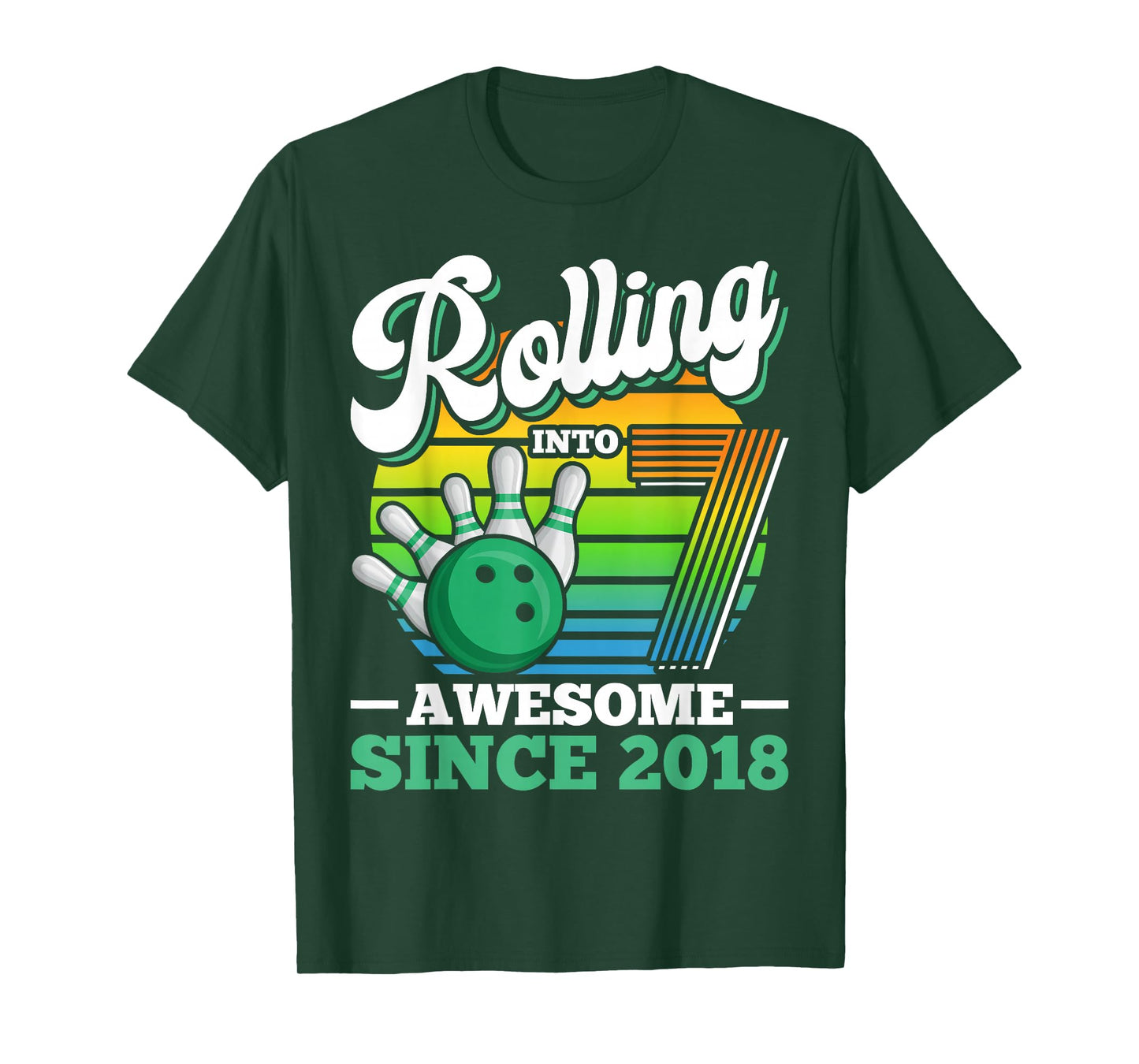 Bowling Birthday Party Rolling Into 7 Years Boy 7th Birthday T-Shirt