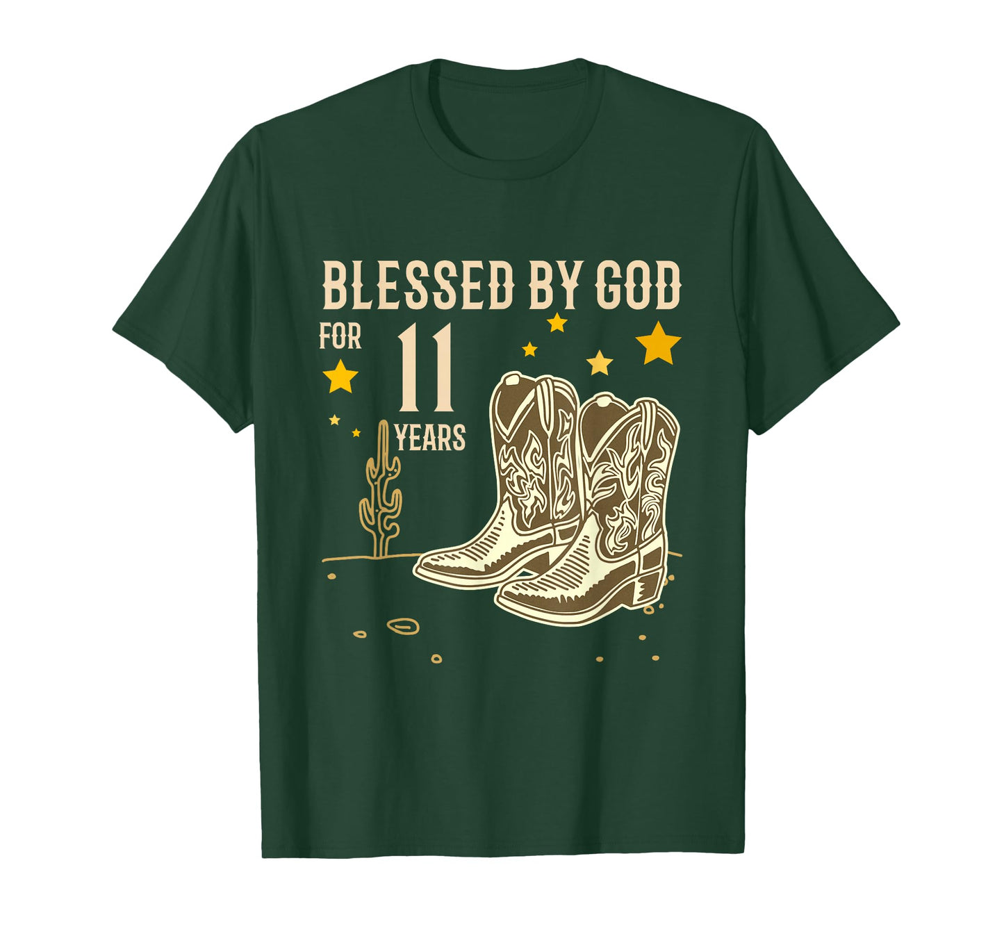 Vintage Blessed by God for 11 Years Cowboy 11th Birthday Boy T-Shirt