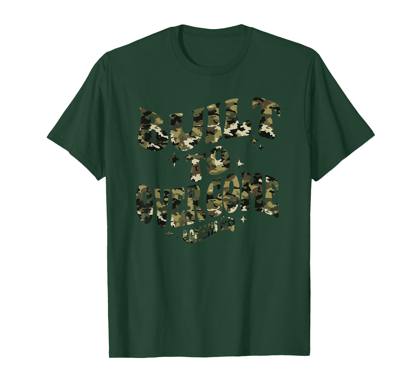 Built to Overcome Camo Christian Faith Workout Scripture Gym T-Shirt