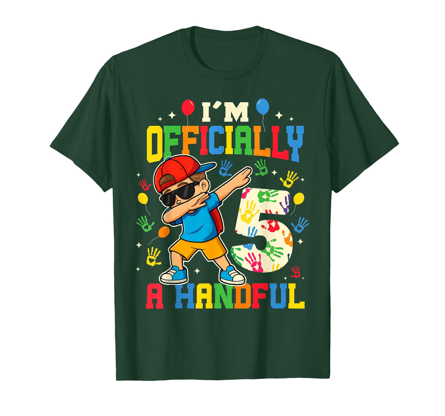 Kids I'm Officially A Handful Five Cool 5th Birthday Turning T-Shirt