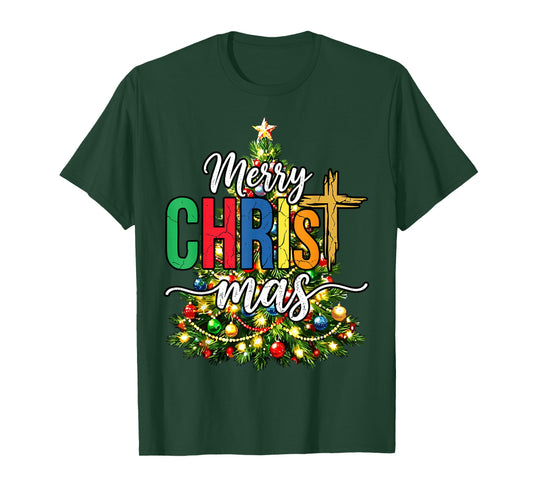 Merry Christmas Tree Christian Xmas T-Shirt