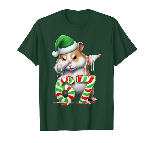 67 Christmas Funny 67 Brainrot Youth Kids Hamster 67 T-Shirt